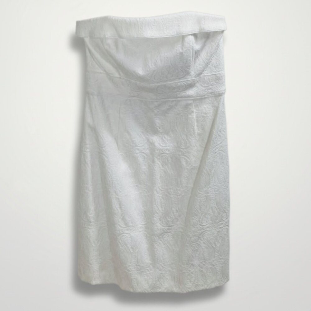 WHBM White Strapless Jacquard Cocktail Dress NWT Womens Size 6